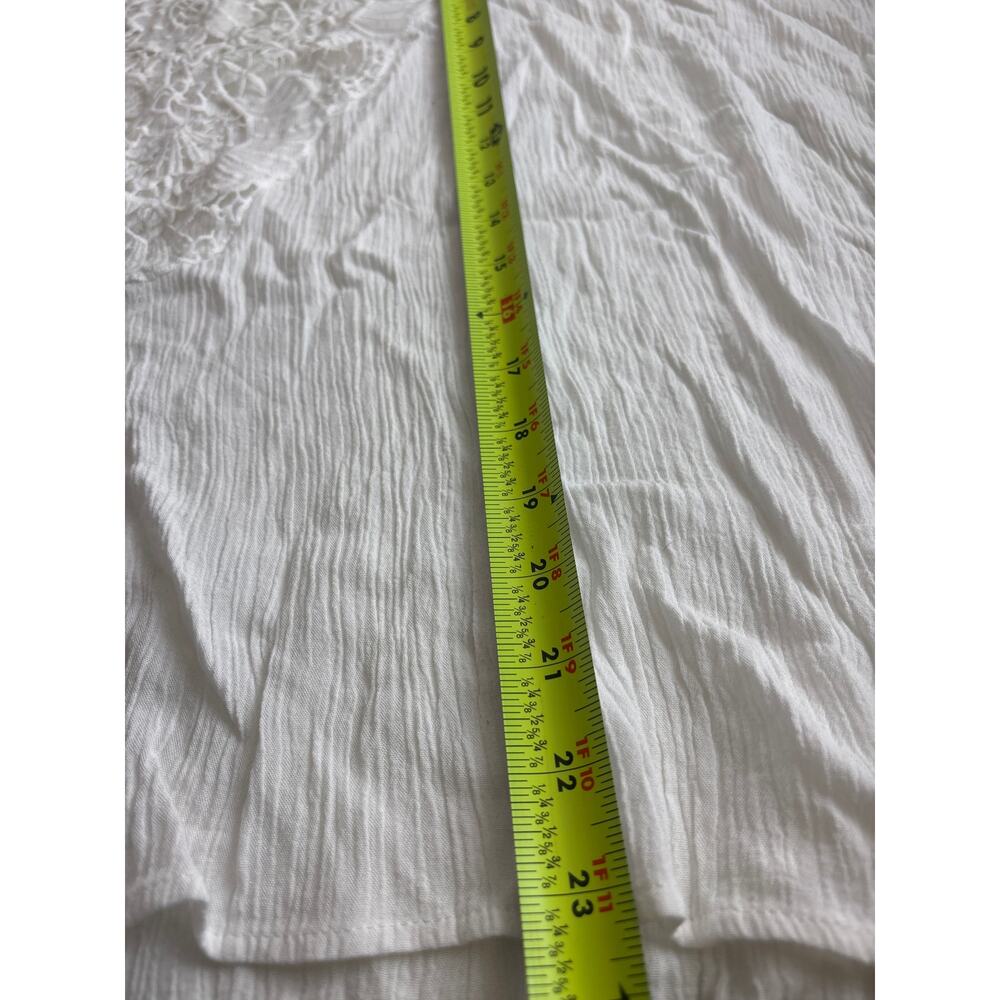 HALO White Boho Lace Gauze Top Size L Crochet Trim Festival Beach Blouse - Picture 11 of 15